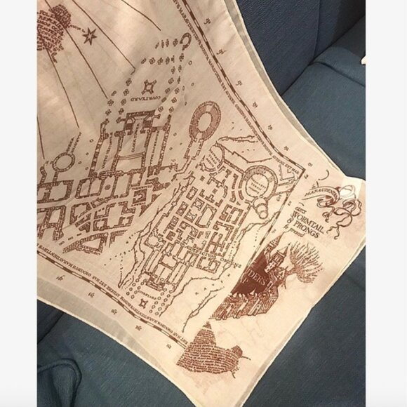 Wizarding World Harry Potter Marauders' Map Print Scarf Hogwarts Challis Fabric - Picture 5 of 10